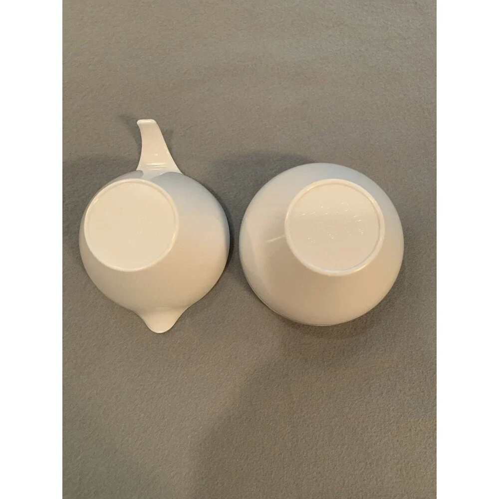 Prolon Melmac Creamer 7410 Sugar Bowl 7408 with Lid White MCM Vintage